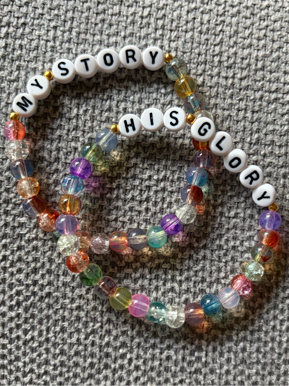 {Handmade} Multicolor 'MY STORY HIS GLORY' Bracelet Set